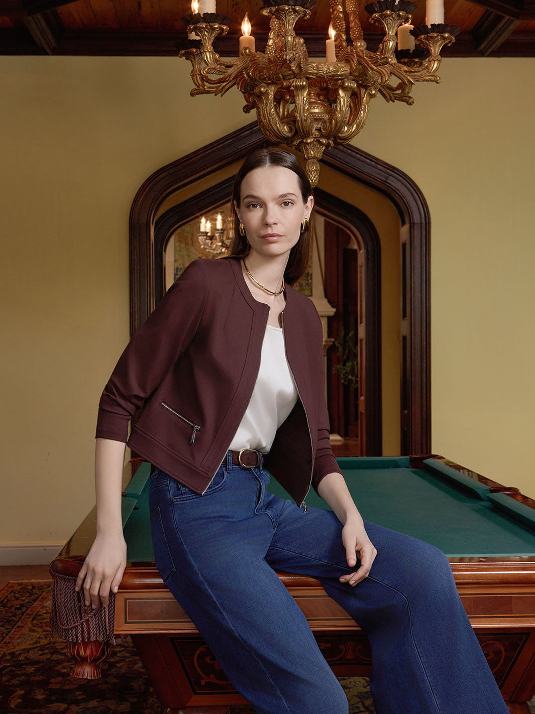 Heritage LuxeStretch Ponte Sport Jacket, Mahogany