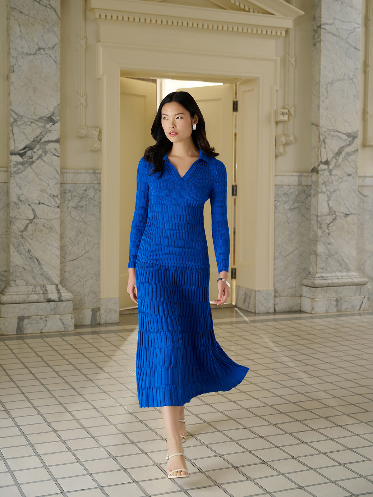 Raised Geometric Soft Knit Maxi Skirt
