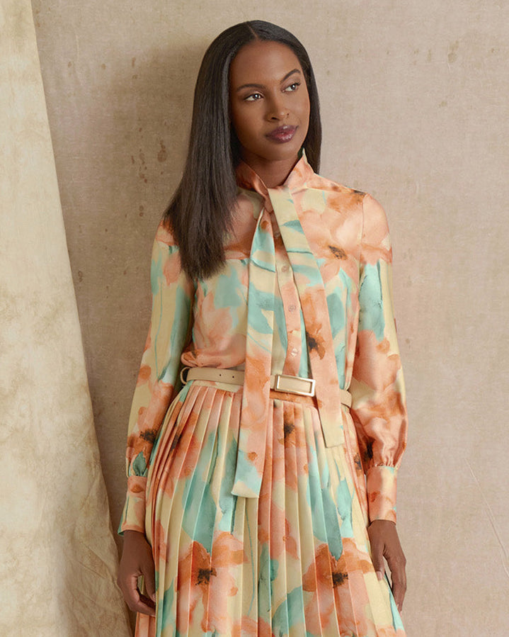 Floral Printed Crepe de Chine Blouse