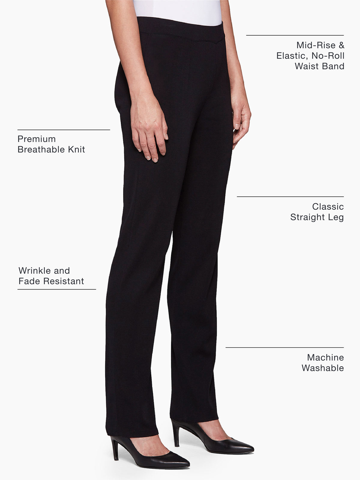 Nancy Straight Leg Mylana Knit Pant, Black - True Fit