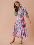 Printed Floral Crepe de Chine Tiered Maxi Dress