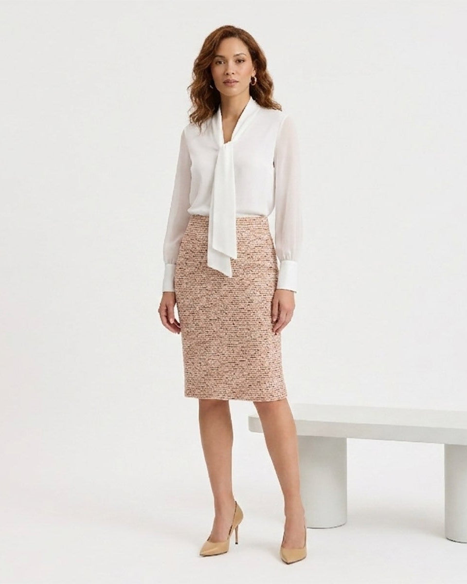 Ribbon Tweed Knit Straight Skirt
