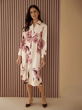 Floral Crepe de Chine Midi Shirtdress