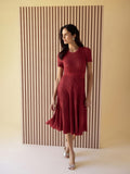 Fit & Flare Tonal Ribbed Soft Knit Midi Dress