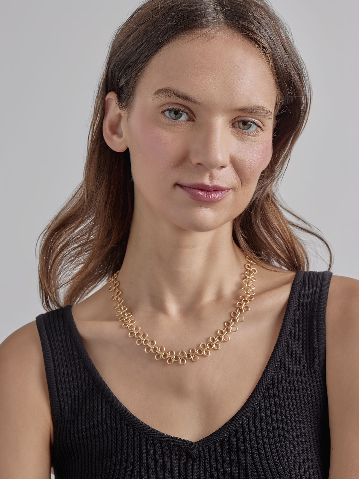 Matte Gold Clover Charm Necklace