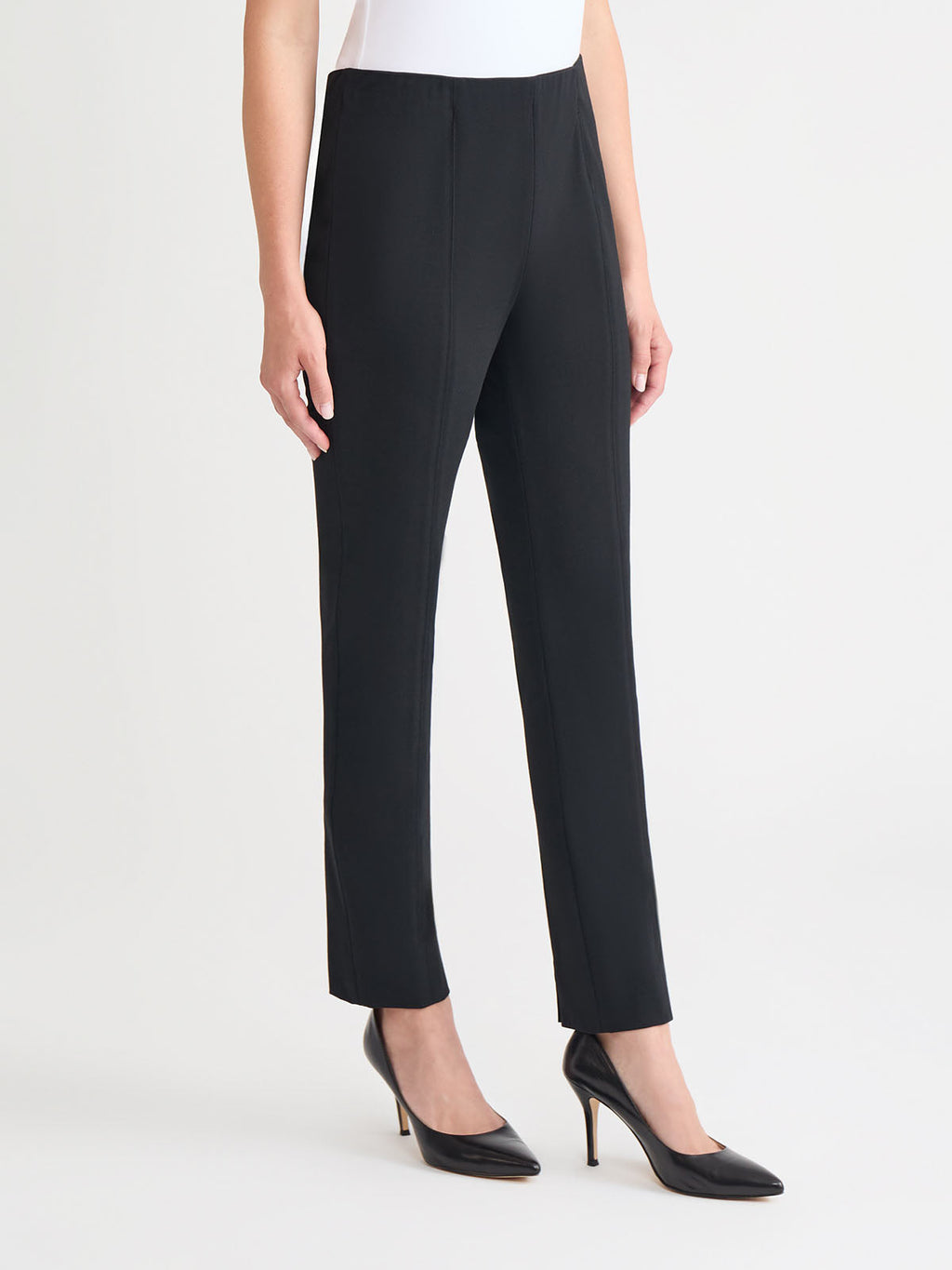 Nia Slim Leg LuxeStretch Ponte Pant, Black - True Fit
