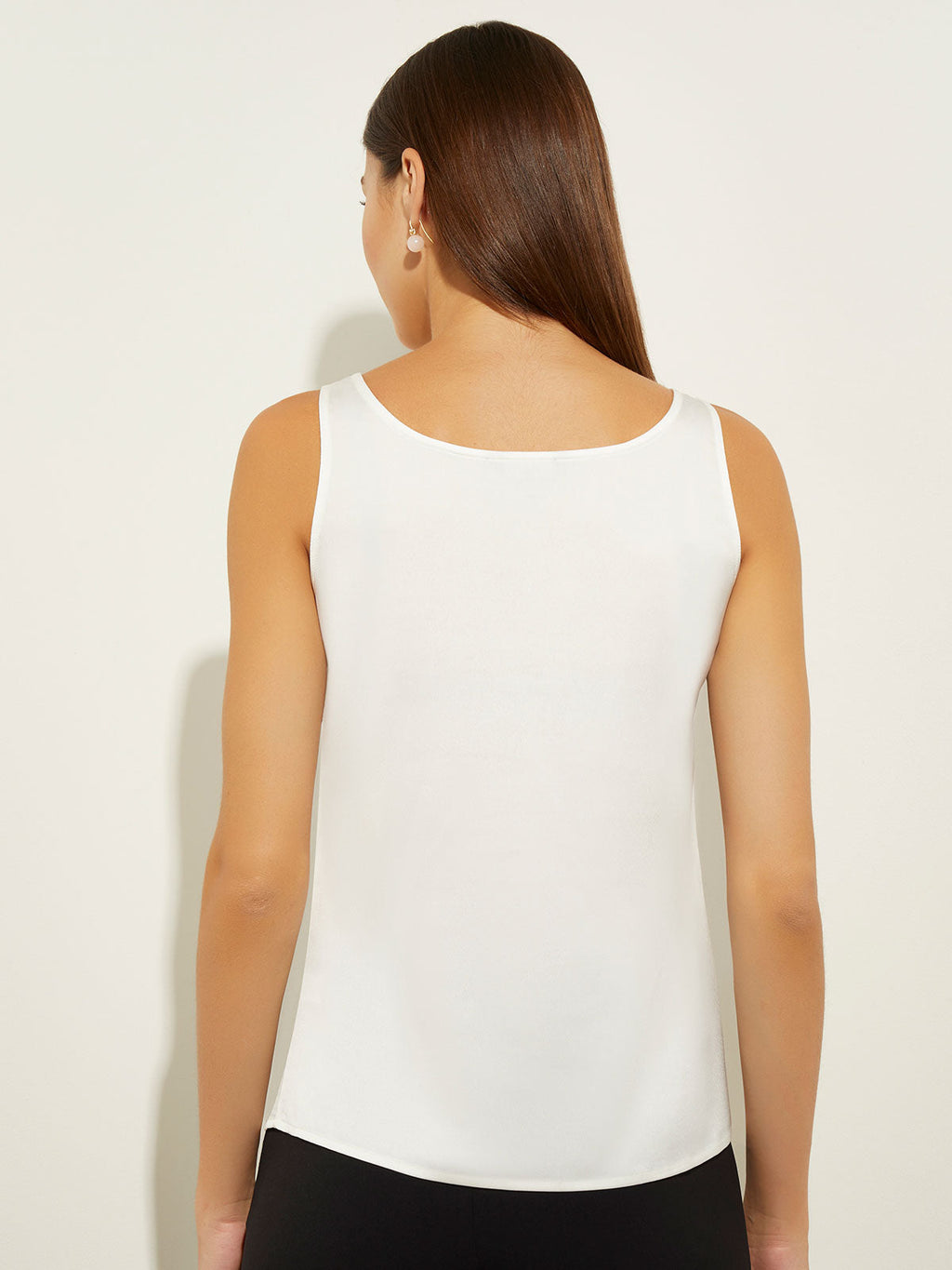 Classic Crepe de Chine Tank Top, White - True Fit