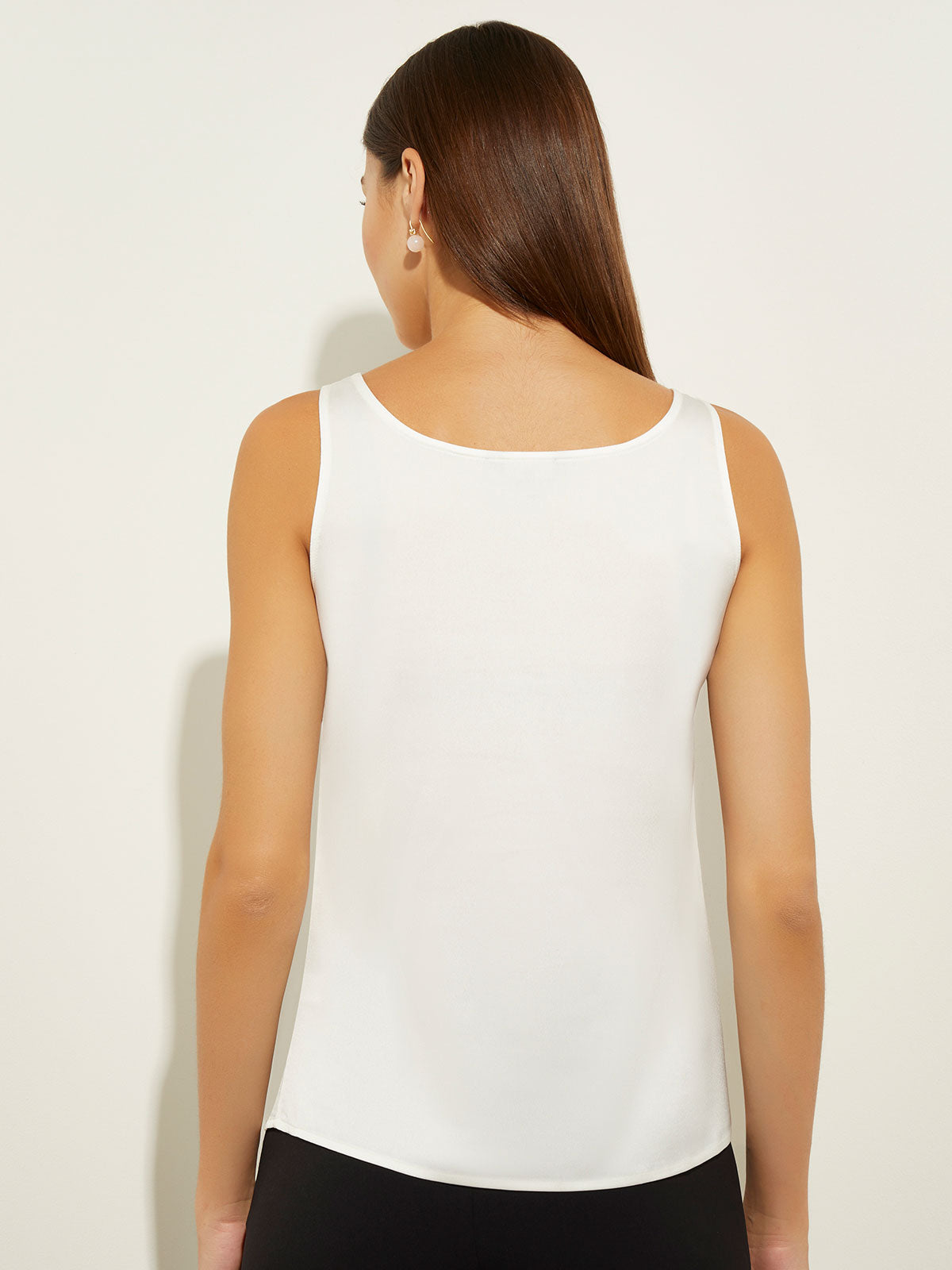 Classic Crepe de Chine Tank Top, White - True Fit