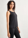 Classic Crepe de Chine Tank Top, Black - True Fit