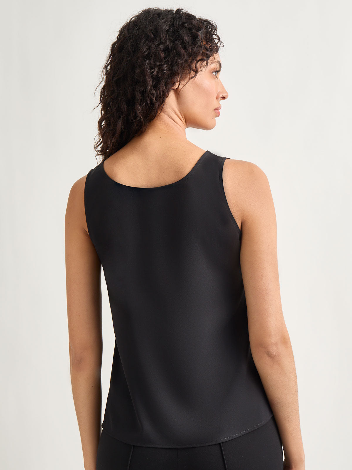 Classic Crepe de Chine Tank Top, Black - True Fit