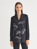 Floral Embroidered Crepe de Chine Tunic - True Fit