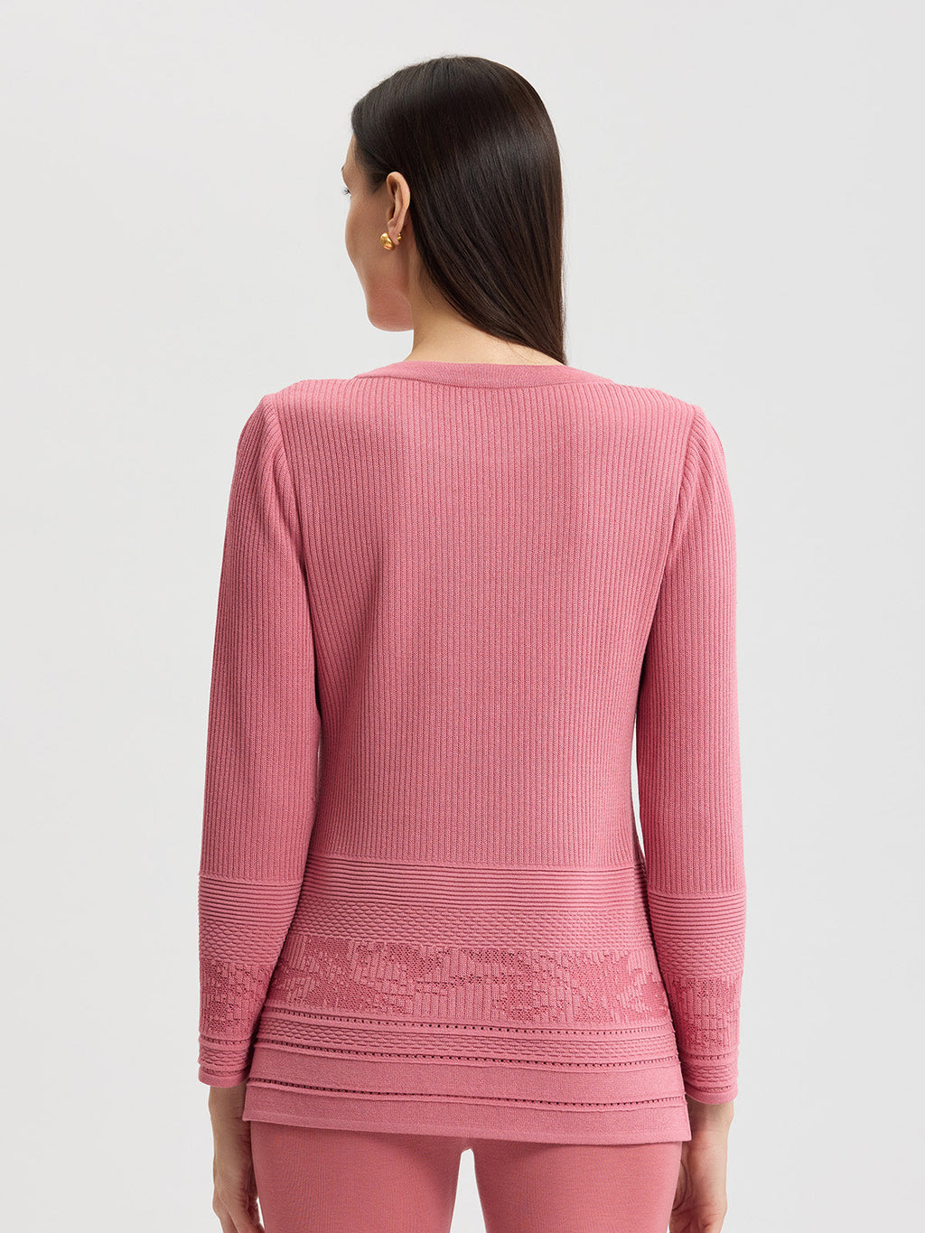 Multi-Stitch Tonal Ribbed Soft Knit Tunic - True Fit