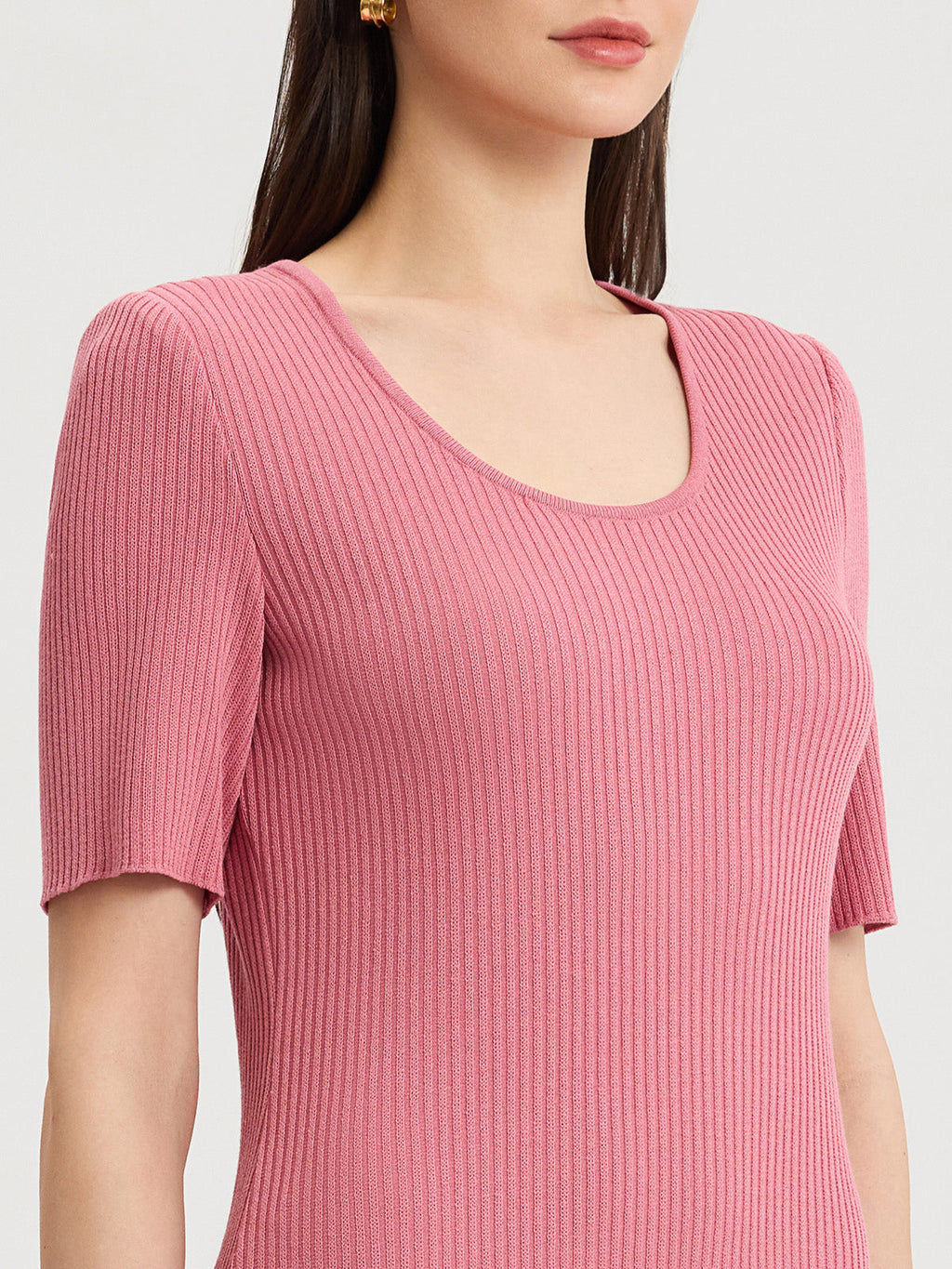 A-Line Ribbed Soft Knit Midi Dress - True Fit