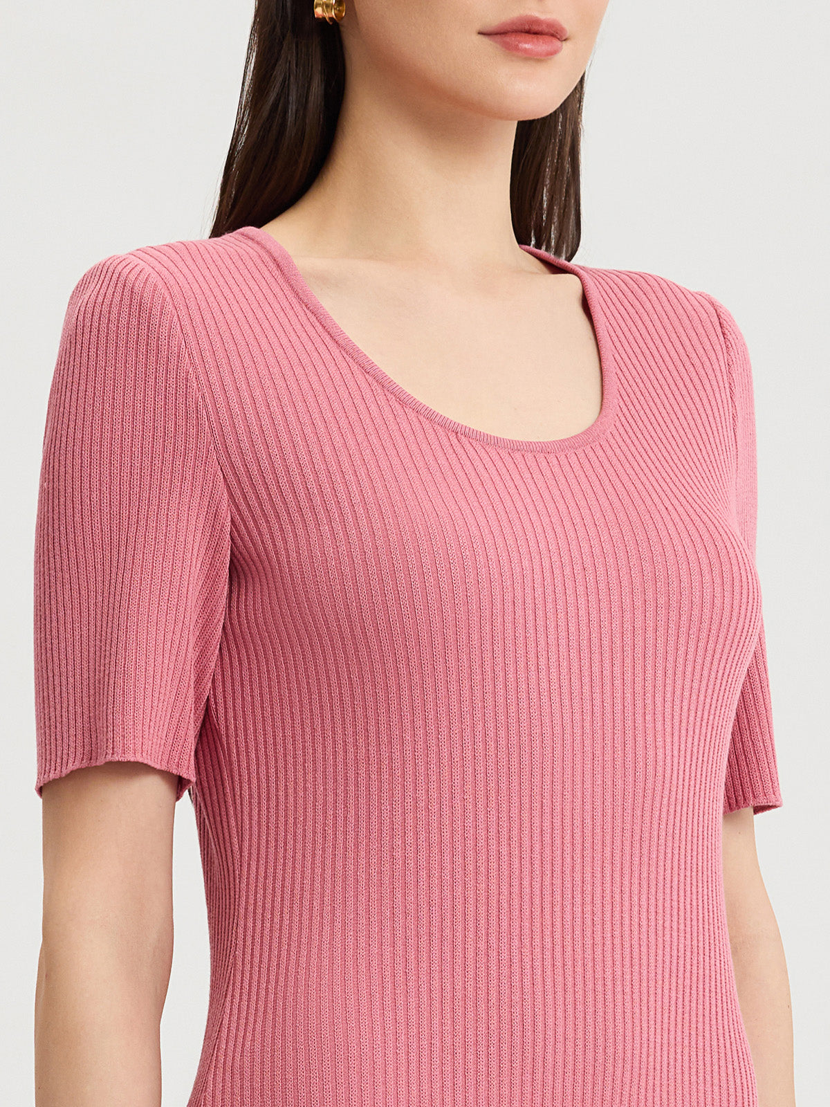 A-Line Ribbed Soft Knit Midi Dress - True Fit
