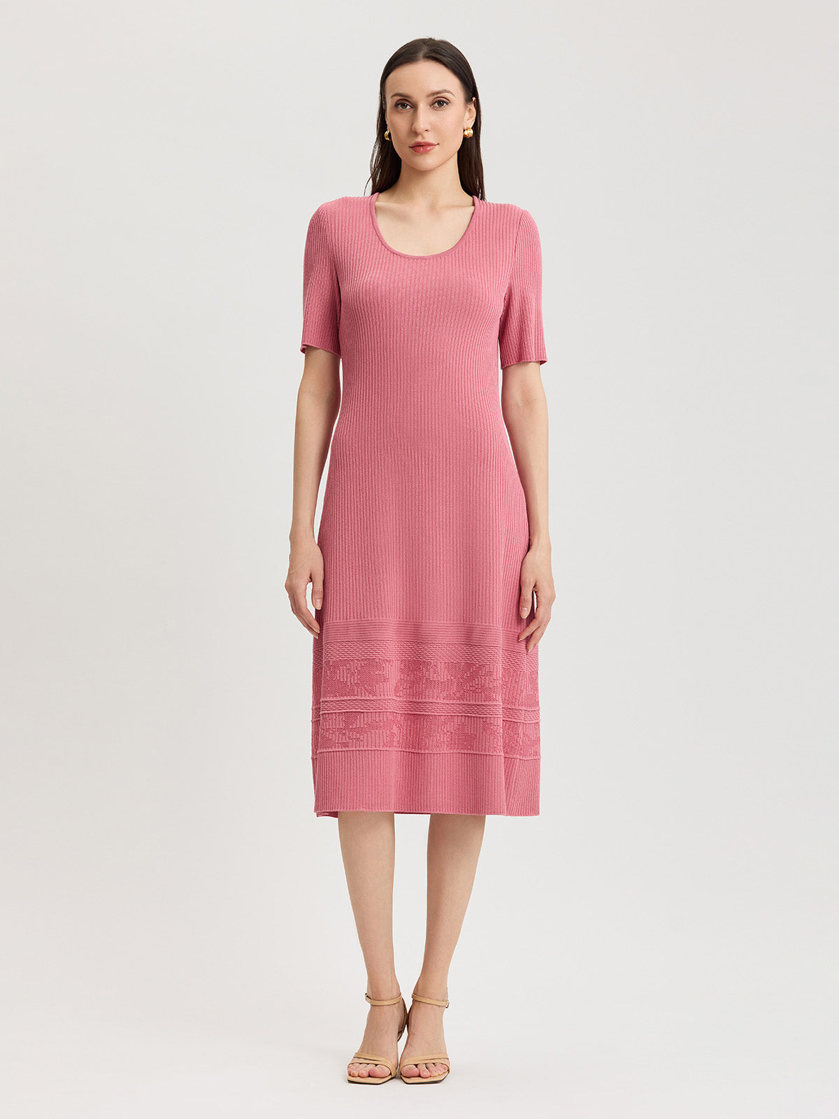 A-Line Ribbed Soft Knit Midi Dress - True Fit