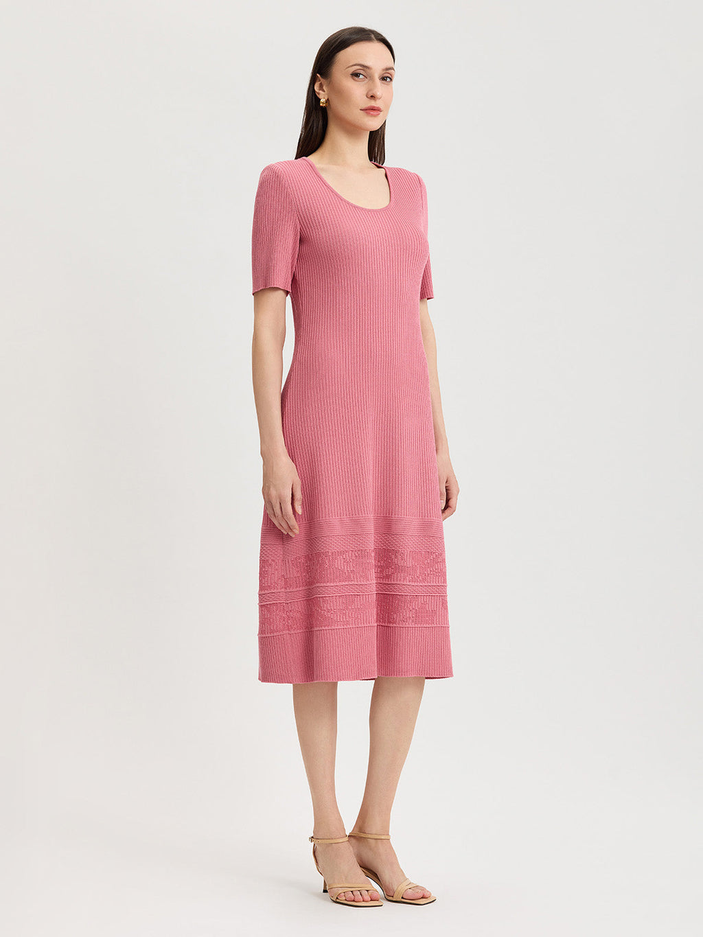 A-Line Ribbed Soft Knit Midi Dress - True Fit