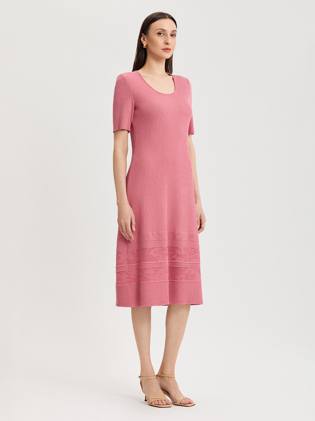 A-Line Ribbed Soft Knit Midi Dress - True Fit