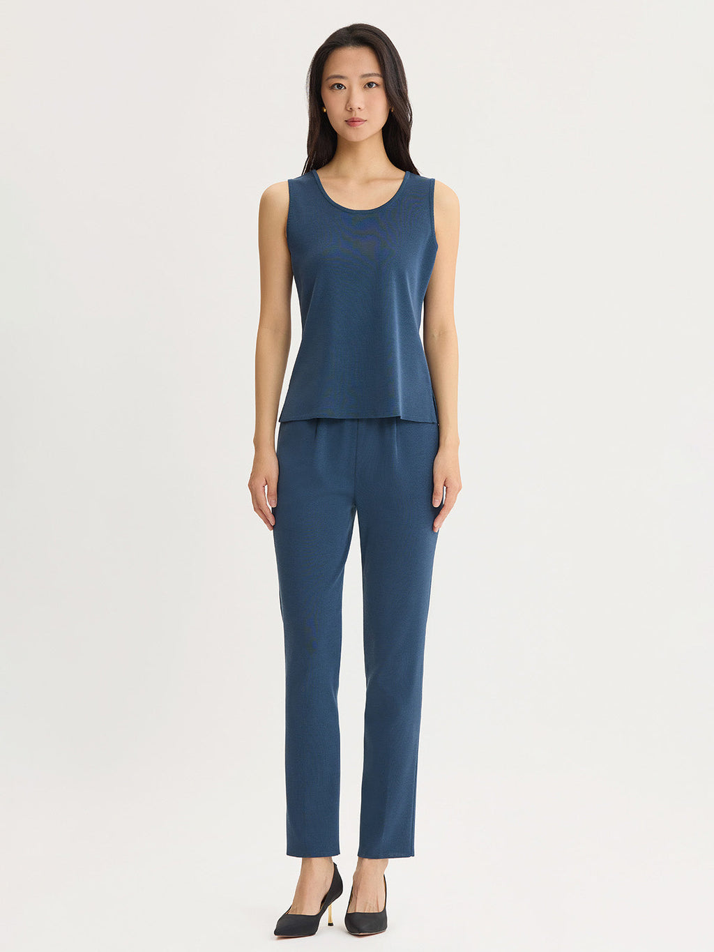 Double Scoop Neck Mylana Knit Tank, Stardust