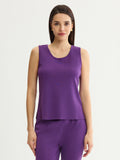 Double Scoop Neck Mylana Knit Tank, Fresh Purple