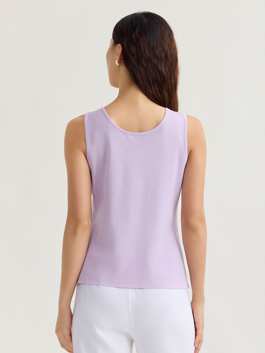 Double Scoop Neck Mylana Knit Tank, Lavender