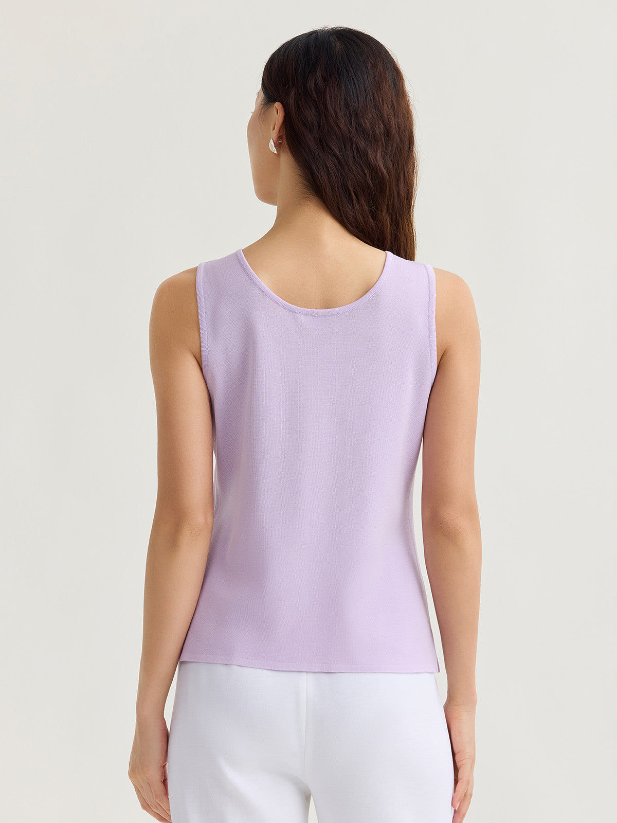 Double Scoop Neck Mylana Knit Tank, Lavender