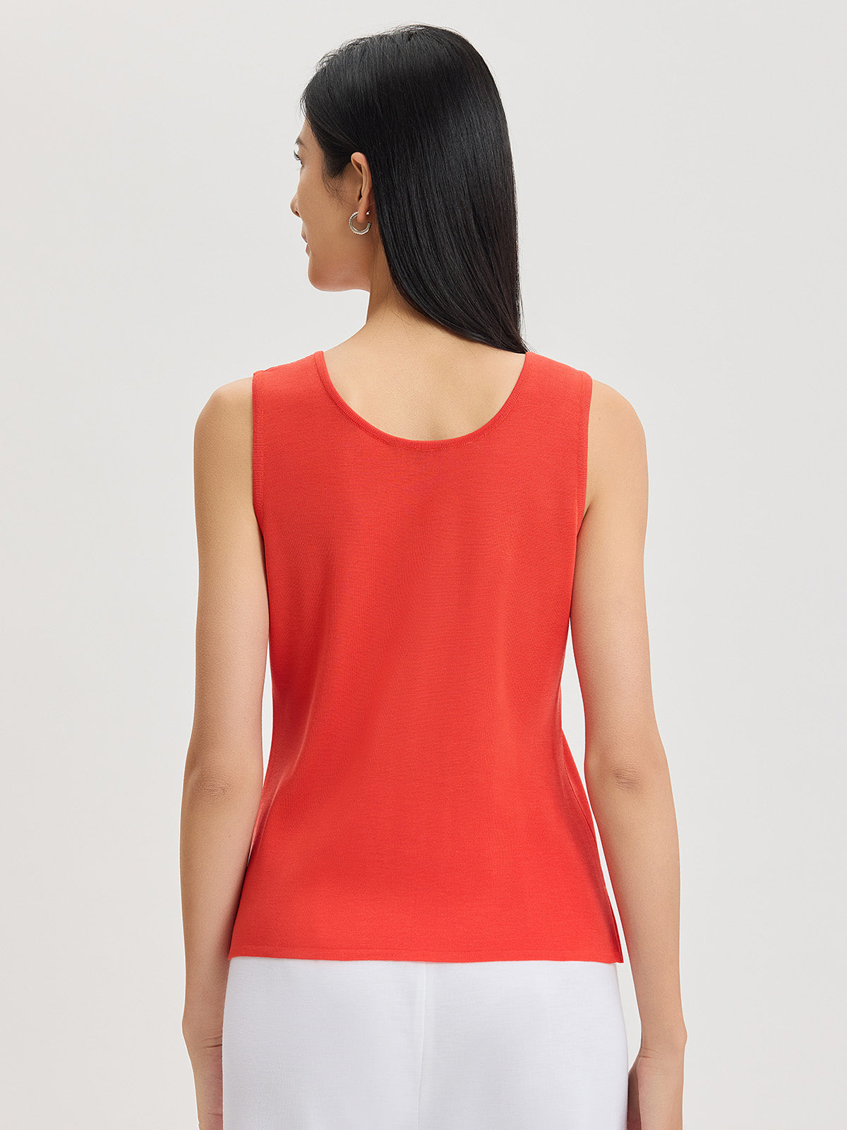 Double Scoop Neck Mylana Knit Tank, Cherry Ember