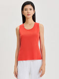 Double Scoop Neck Mylana Knit Tank, Cherry Ember