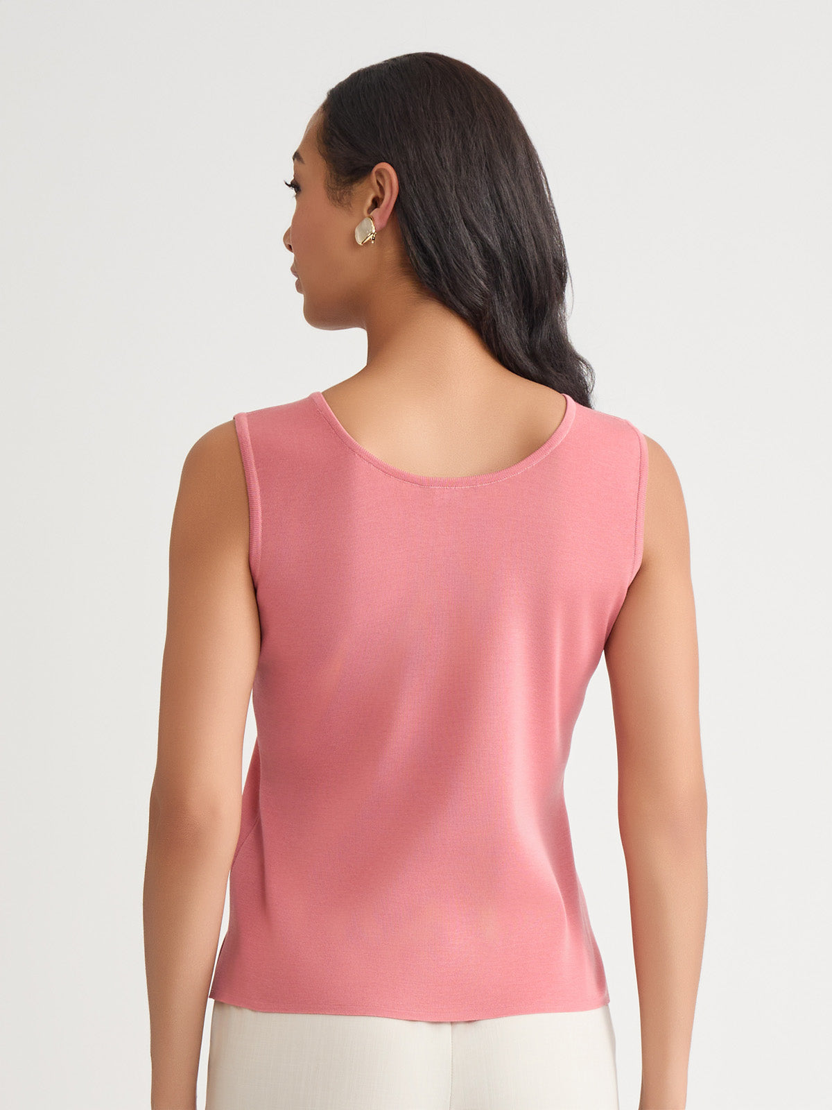 Double Scoop Neck Knit Tank, Honey Suckle - True Fit