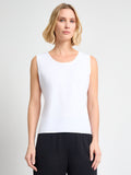 Double Scoop Neck Mylana Knit Tank, White - True Fit
