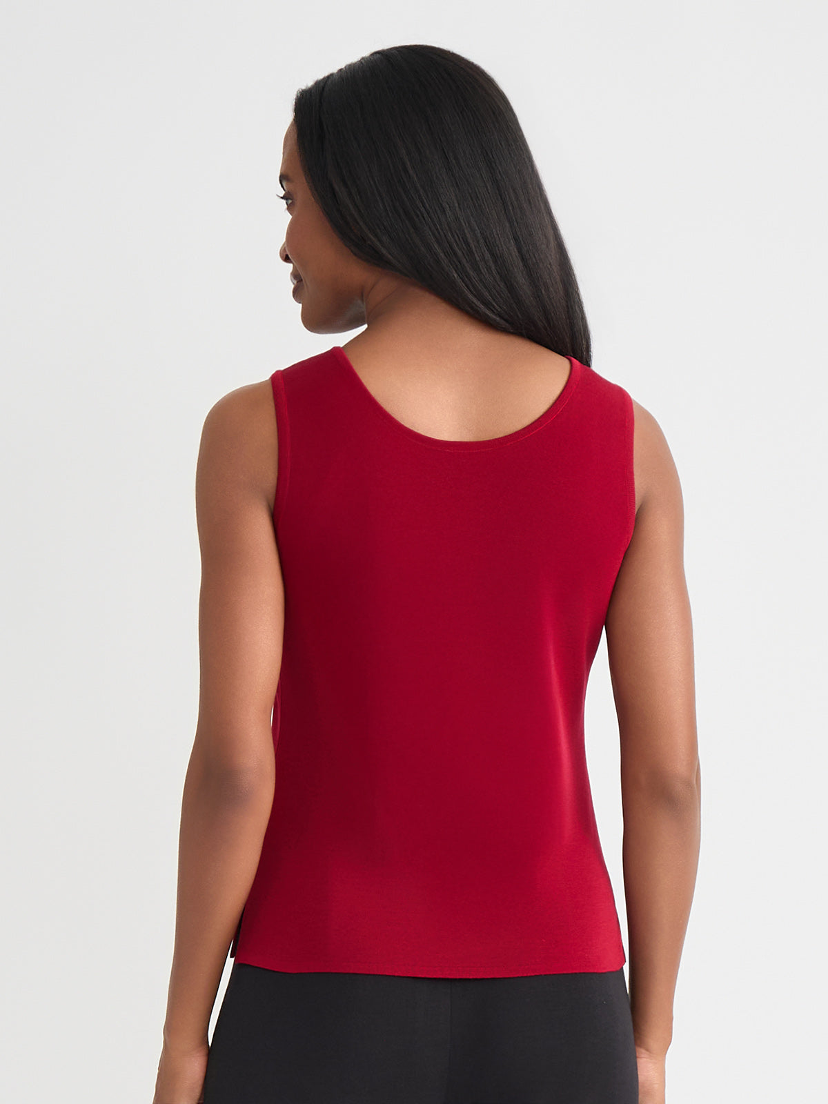 Double Scoop Neck Mylana Knit Tank, Scarlet Red