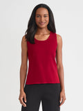 Double Scoop Neck Mylana Knit Tank, Scarlet Red