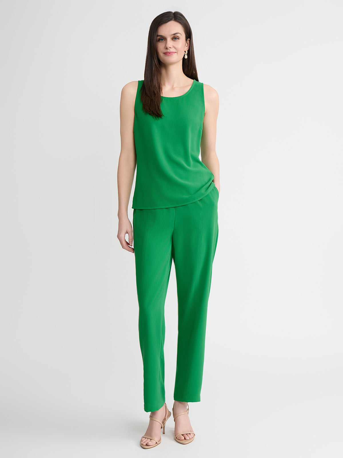 Classic Crepe de Chine Tank Top, Clover Field
