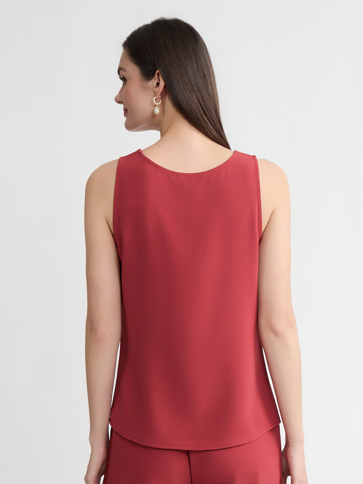 Classic Crepe de Chine Tank Top, Russet