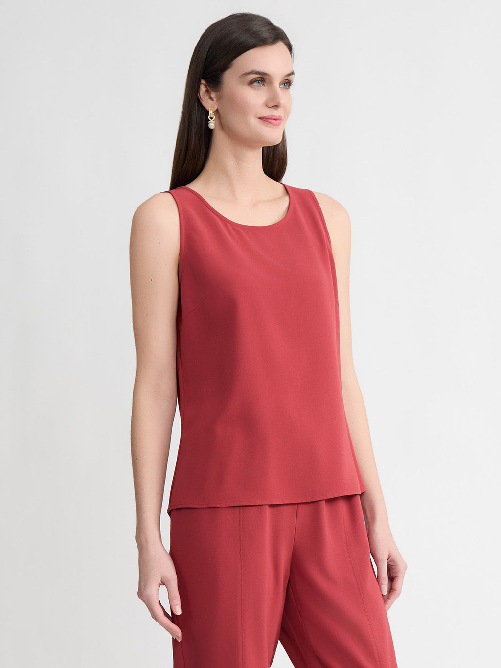 Classic Crepe de Chine Tank Top, Russet