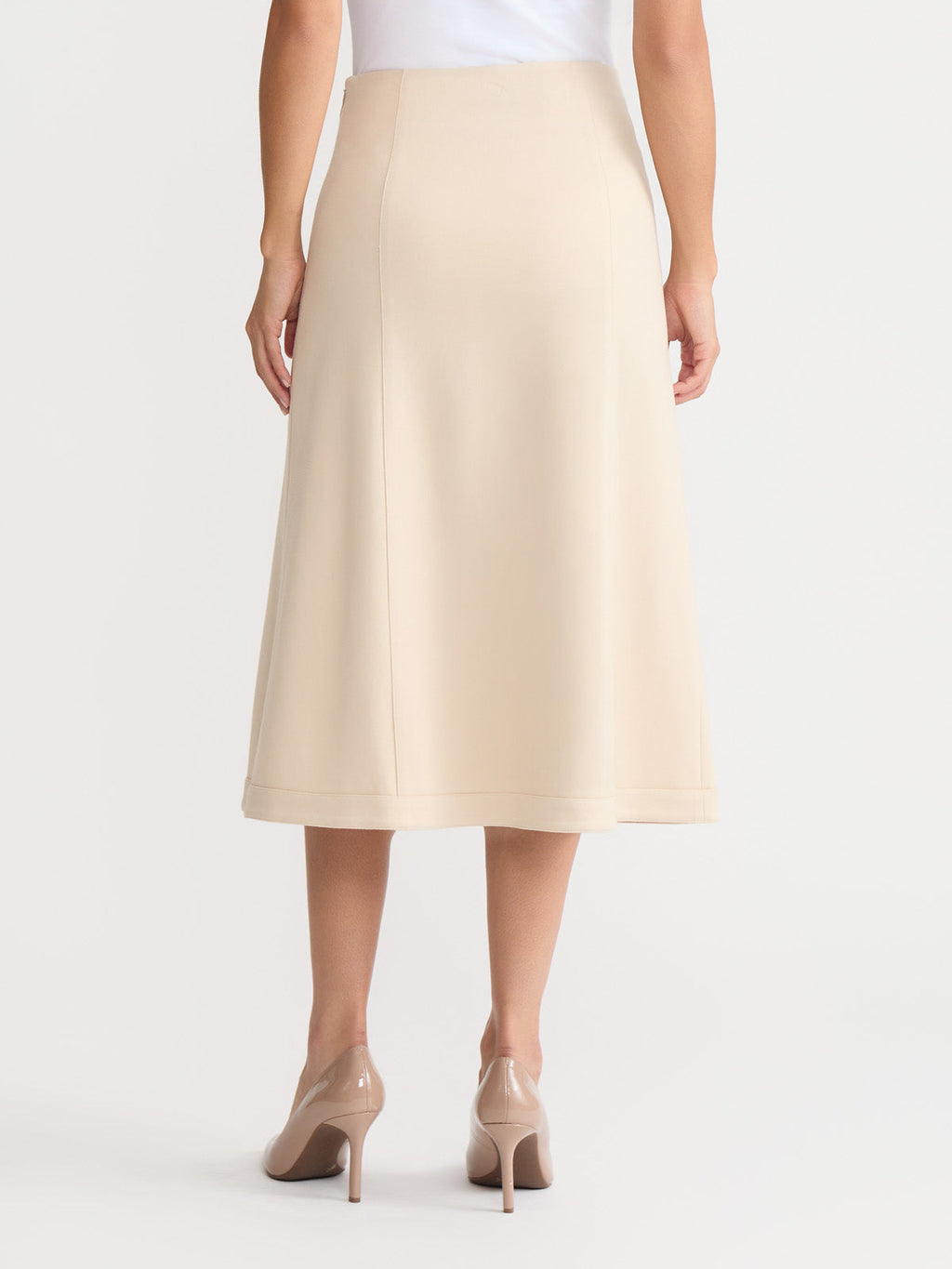 A-Line LuxeStretch Ponte Midi Skirt, Biscotti - True Fit