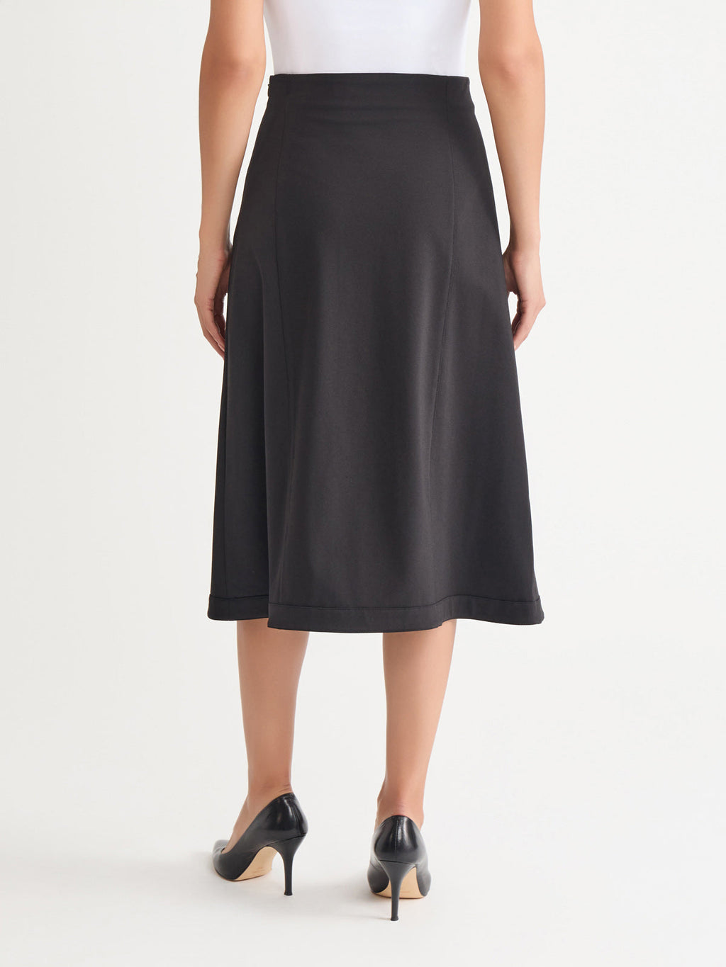 A-Line LuxeStretch Ponte Midi Skirt, Black - True Fit