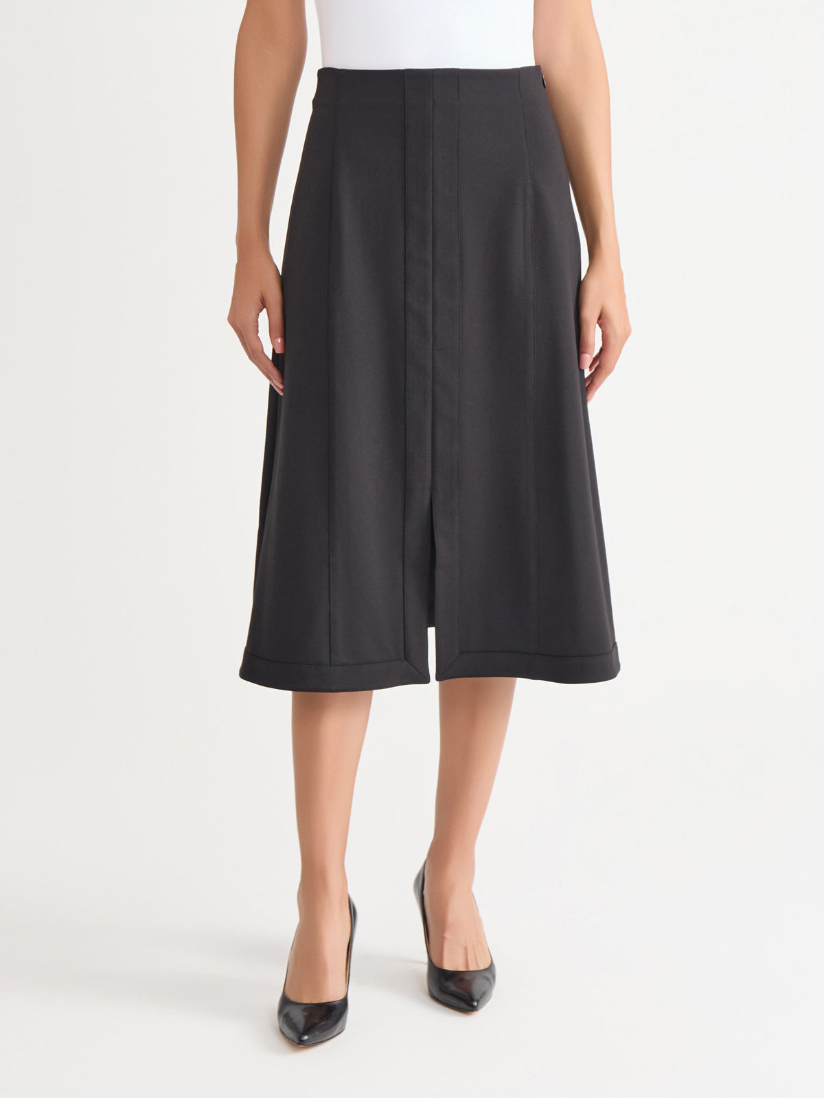 A-Line LuxeStretch Ponte Midi Skirt, Black - True Fit