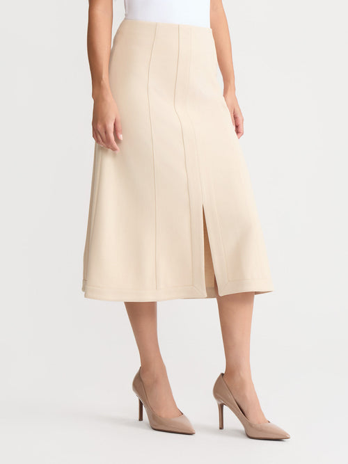 A-Line LuxeStretch Ponte Midi Skirt, Biscotti - True Fit