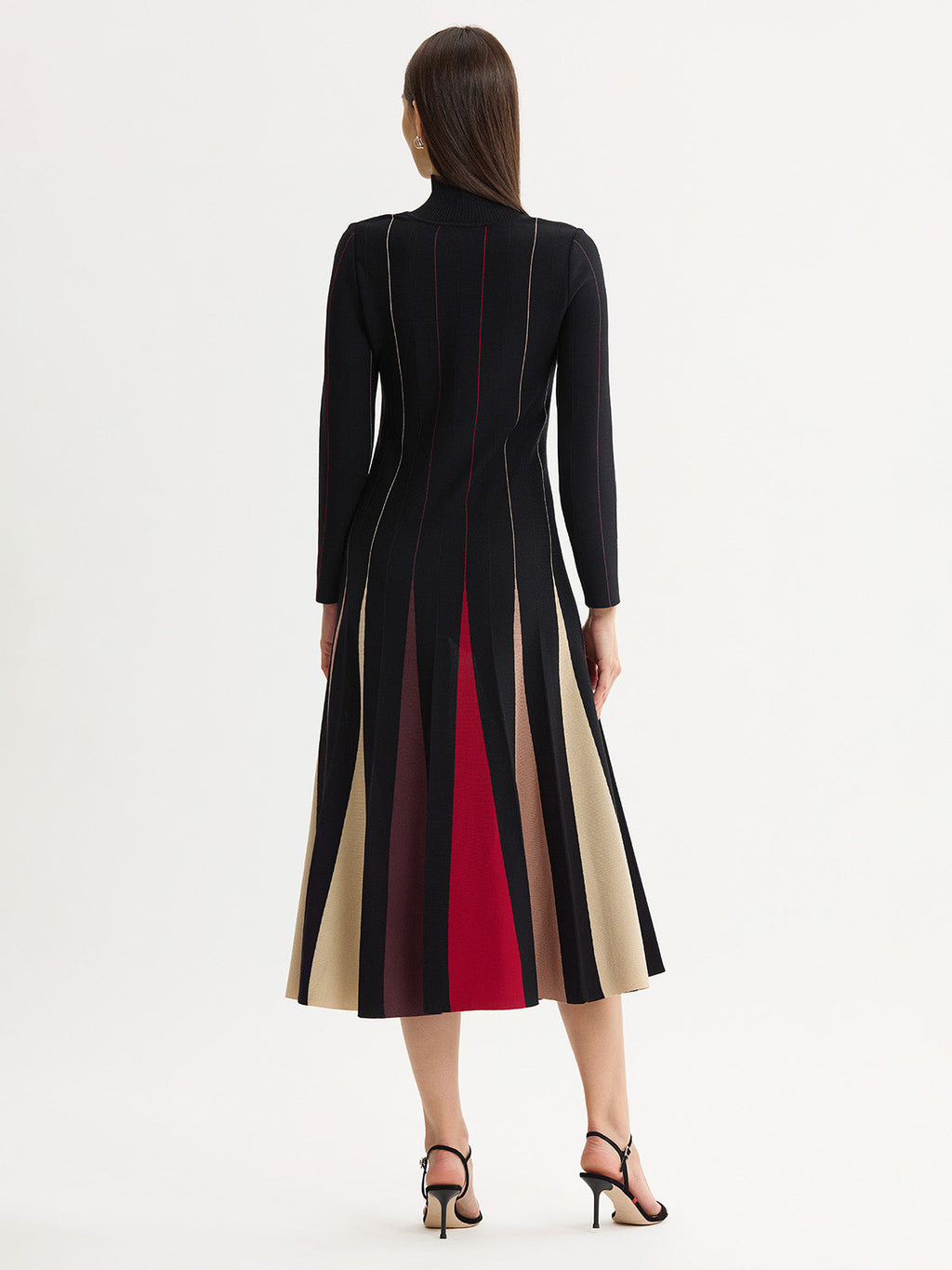 Fit & Flare Multi-Color Soft Knit Maxi Dress