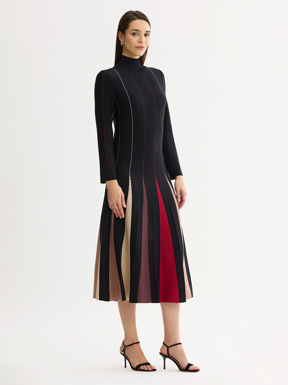 Fit & Flare Multi-Color Soft Knit Maxi Dress
