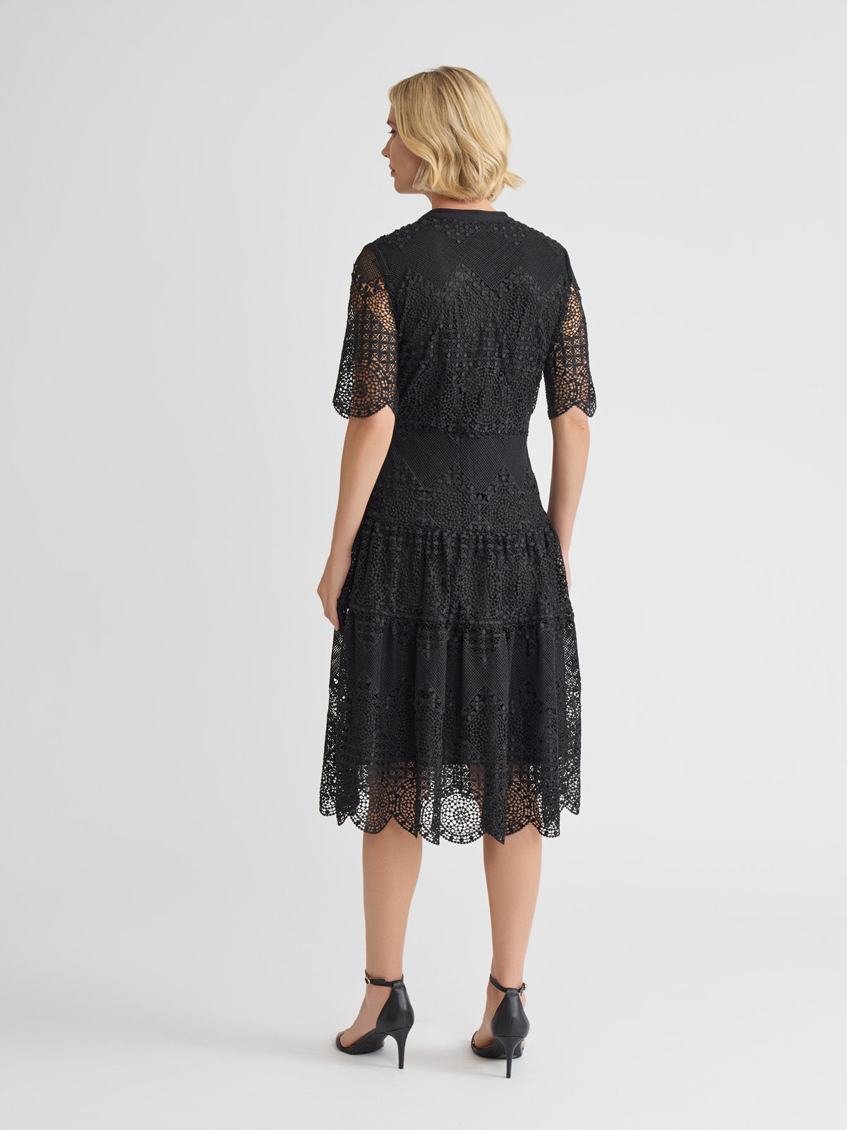 A-Line Tiered Laced Woven Midi Dress