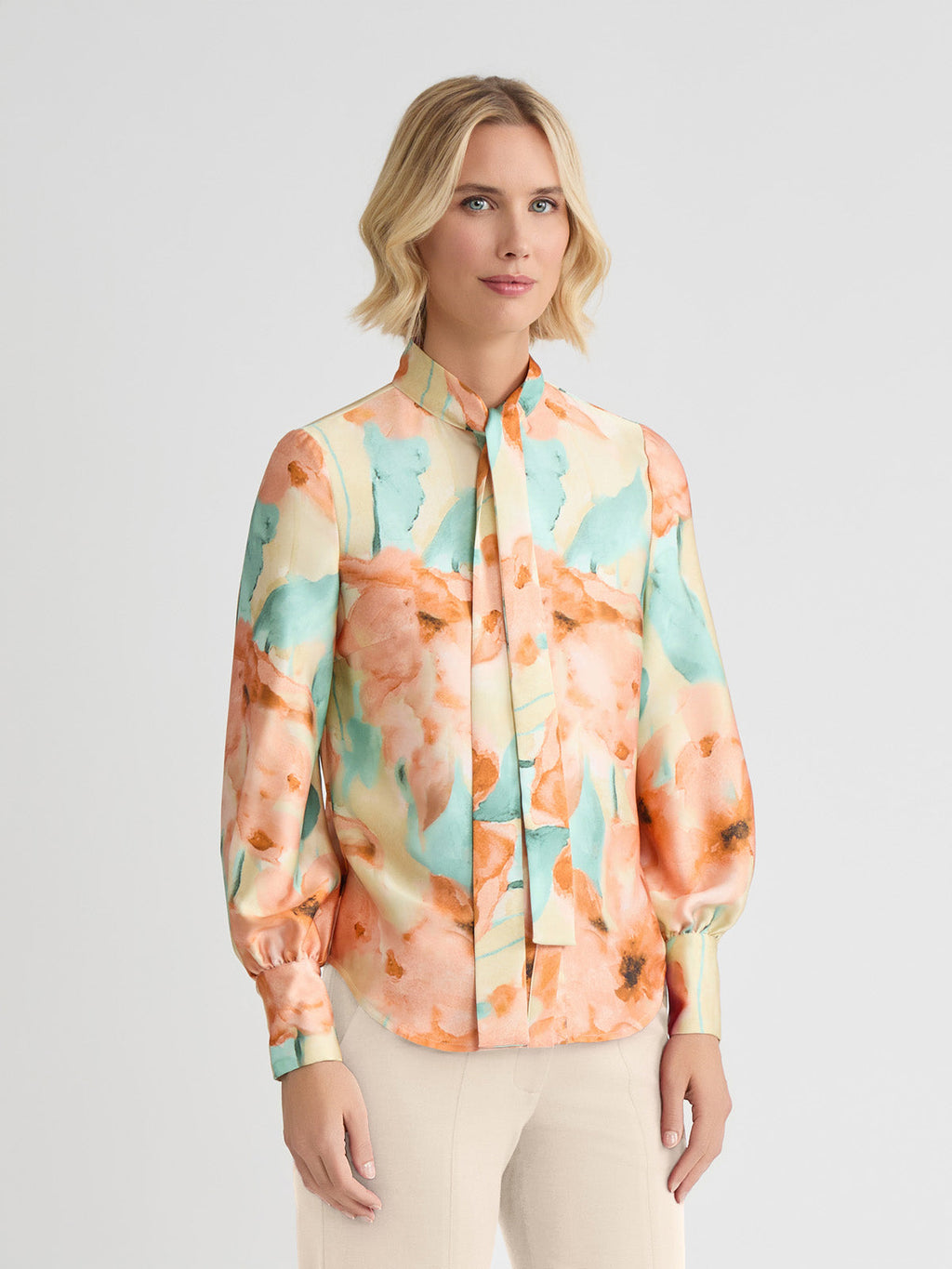 Floral Printed Crepe de Chine Blouse