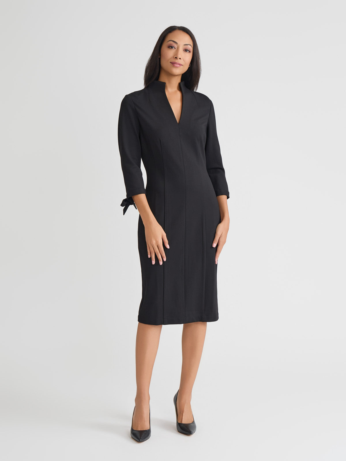 LuxeStretch Ponte Tie Sleeve Sheath Dress - True Fit