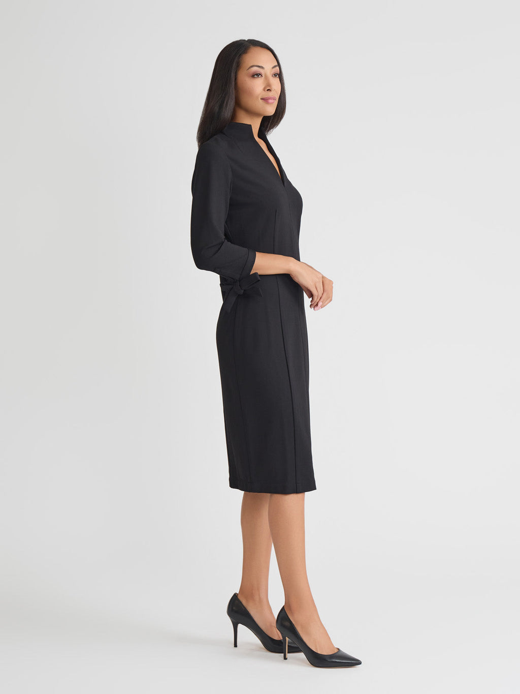 LuxeStretch Ponte Tie Sleeve Sheath Dress - True Fit