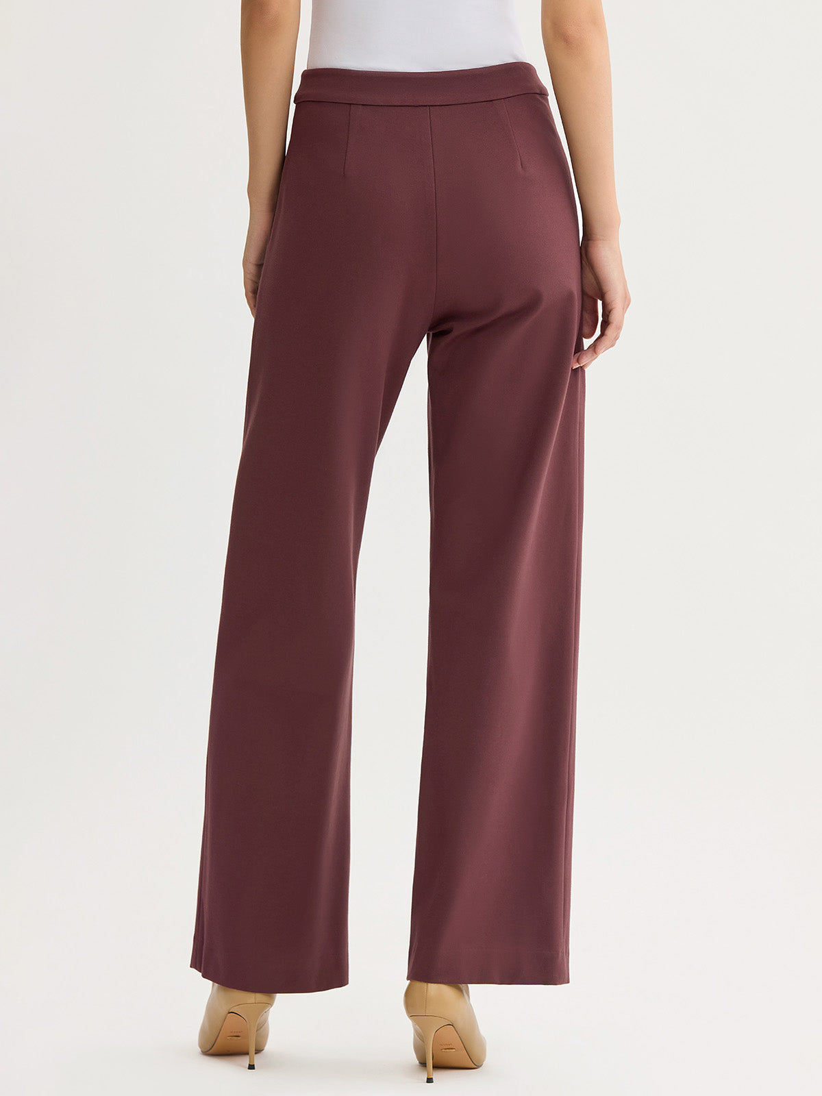 Naomi Wide Leg LuxeStretch Ponte Pant, Mahogany