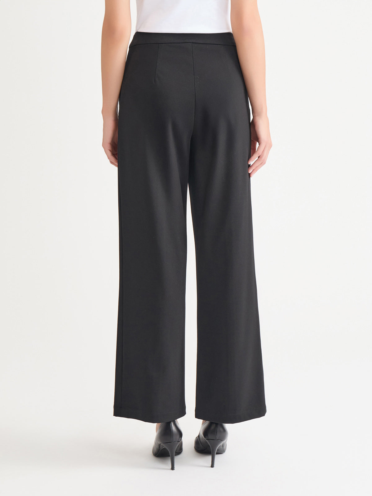 Naomi Wide Leg LuxeStretch Ponte Pant, Black - True Fit