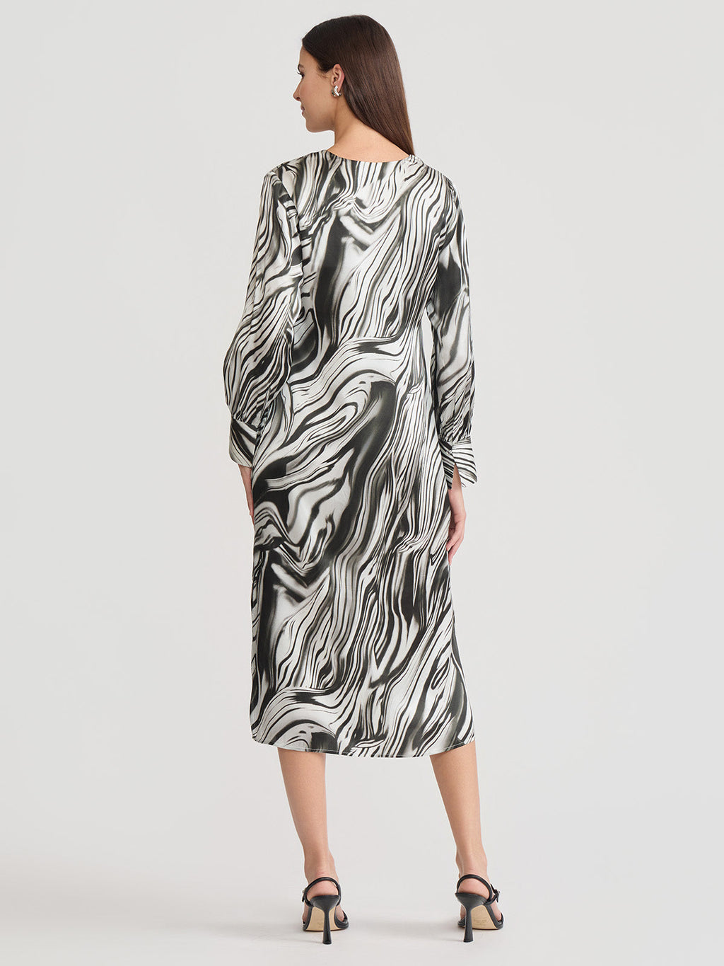 Marble Print Silk Maxi Dress
