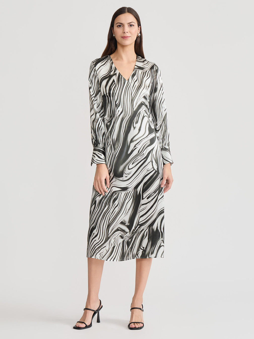 Marble Print Silk Maxi Dress