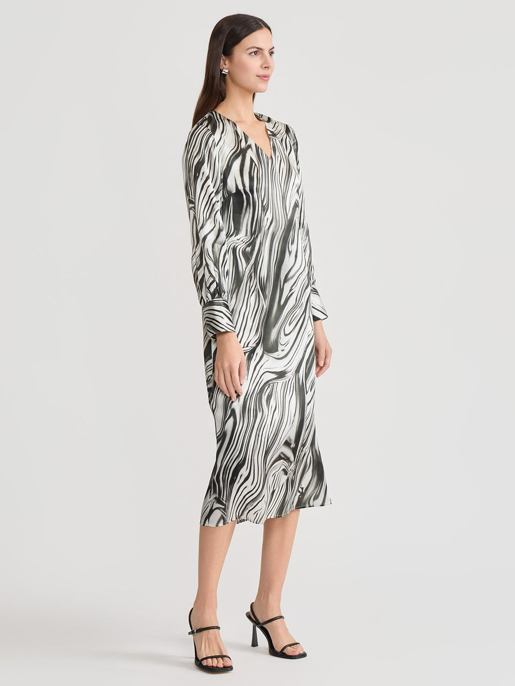 Marble Print Silk Maxi Dress