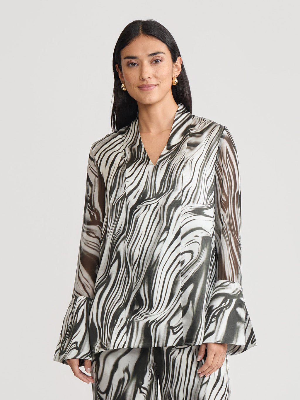 Marble Print Silk Tunic